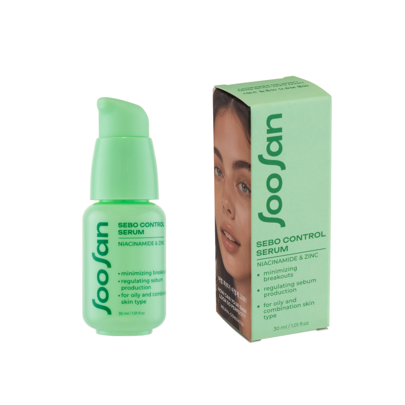 SOOSAN Sebo control Serum with Niacinamide & Zinc Сыворотка себорегулирующая с ниацинамидом и цинком против несовершенств кожи 30мл
